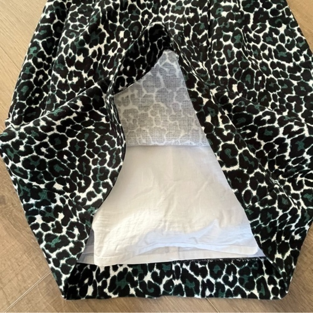 J. Crew Black Green Leopard Cheetah Animal Print Sheath Dress‎ 2 Excellent - Picture 8 of 12